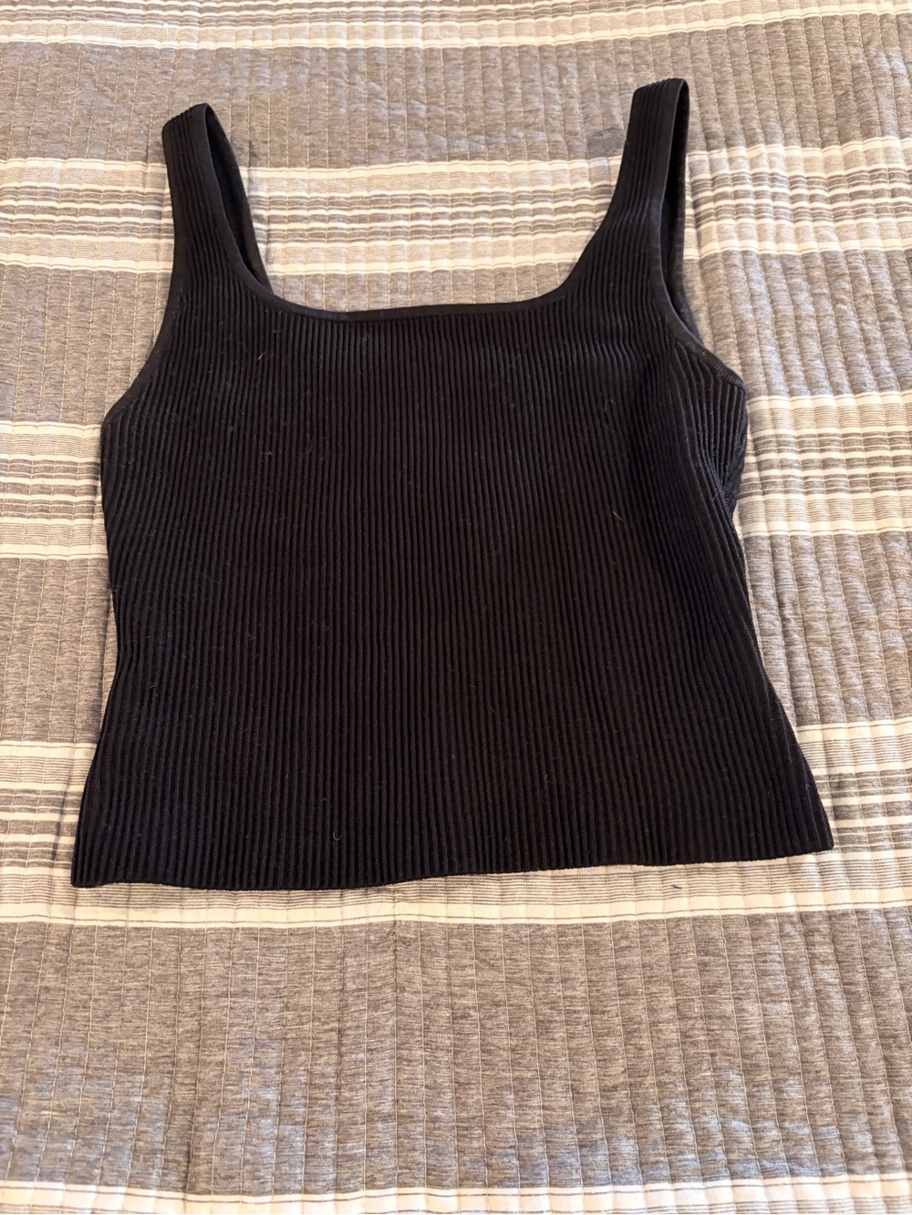 AritziaBlack Ribbed Square-Neck Tank Top - Women medium